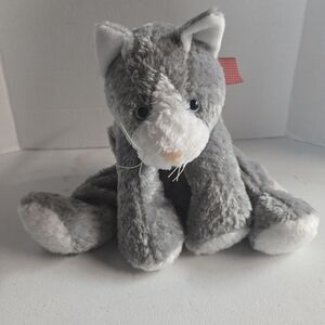 Gray and White Stuffed Cat Toy